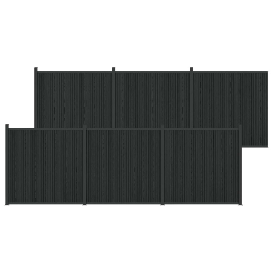 vidaXL Hekpaneel 6 pcs WPC en Aluminium Zwart afbeelding 1