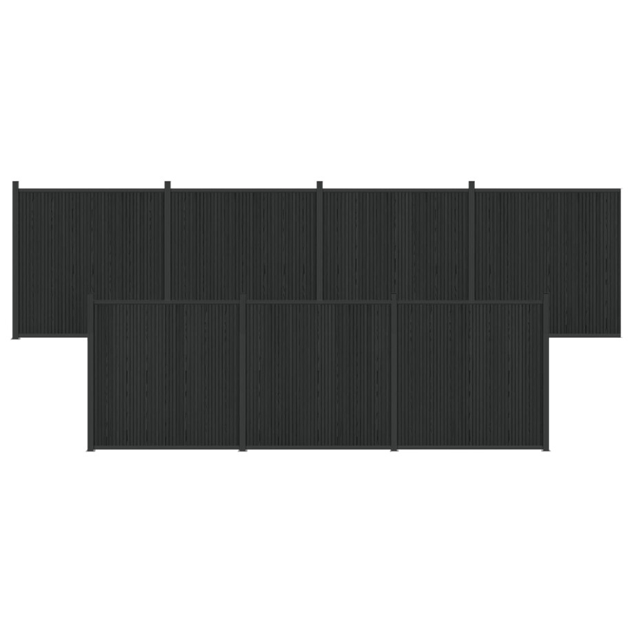 vidaXL Hekpaneel 7 pcs WPC en Aluminium Zwart afbeelding 1