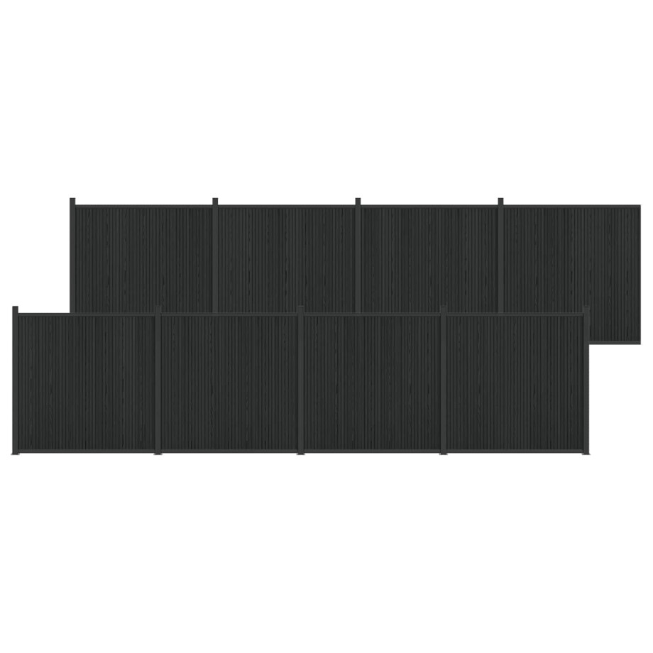 vidaXL Hekpaneel 8 pcs WPC en Aluminium Zwart afbeelding 1
