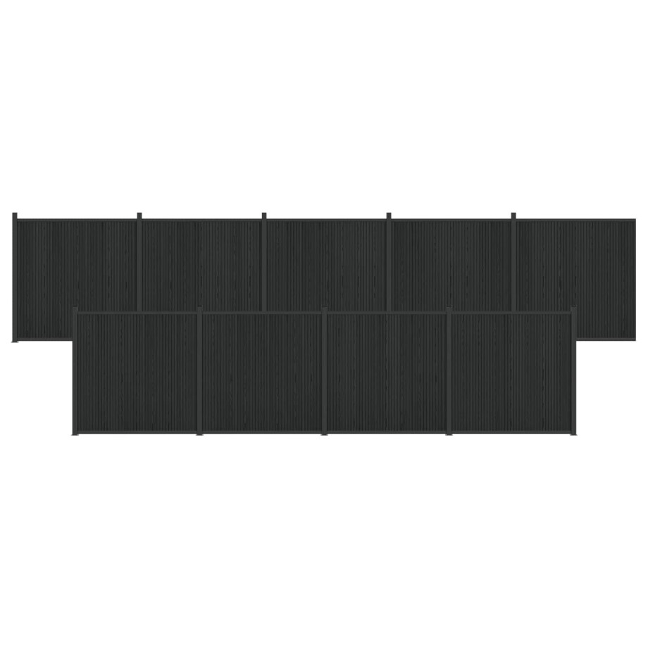 vidaXL Hekpaneel 9 pcs WPC en Aluminium Zwart afbeelding 1