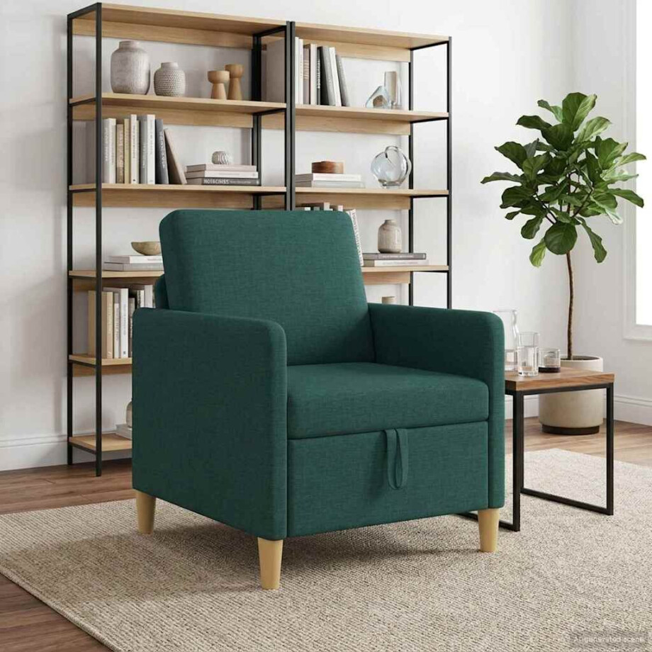 vidaXL Bank met opslag Donkergroen 72 x 78 x 87 cm Polyester afbeelding 1