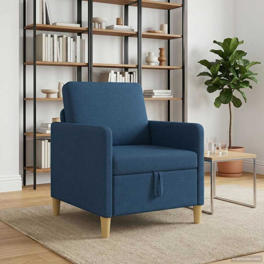 vidaXL Bank met opslag Blauw 72 x 78 x 87 cm Polyester vidaXL Bank met opslag Blauw 72 x 78 x 87 cm Polyester afbeelding 1
