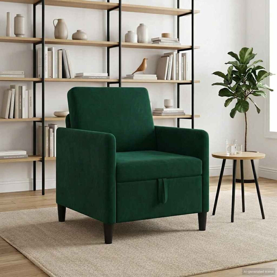vidaXL Bank met opslag Donkergroen 72 x 78 x 87 cm Polyester afbeelding 1