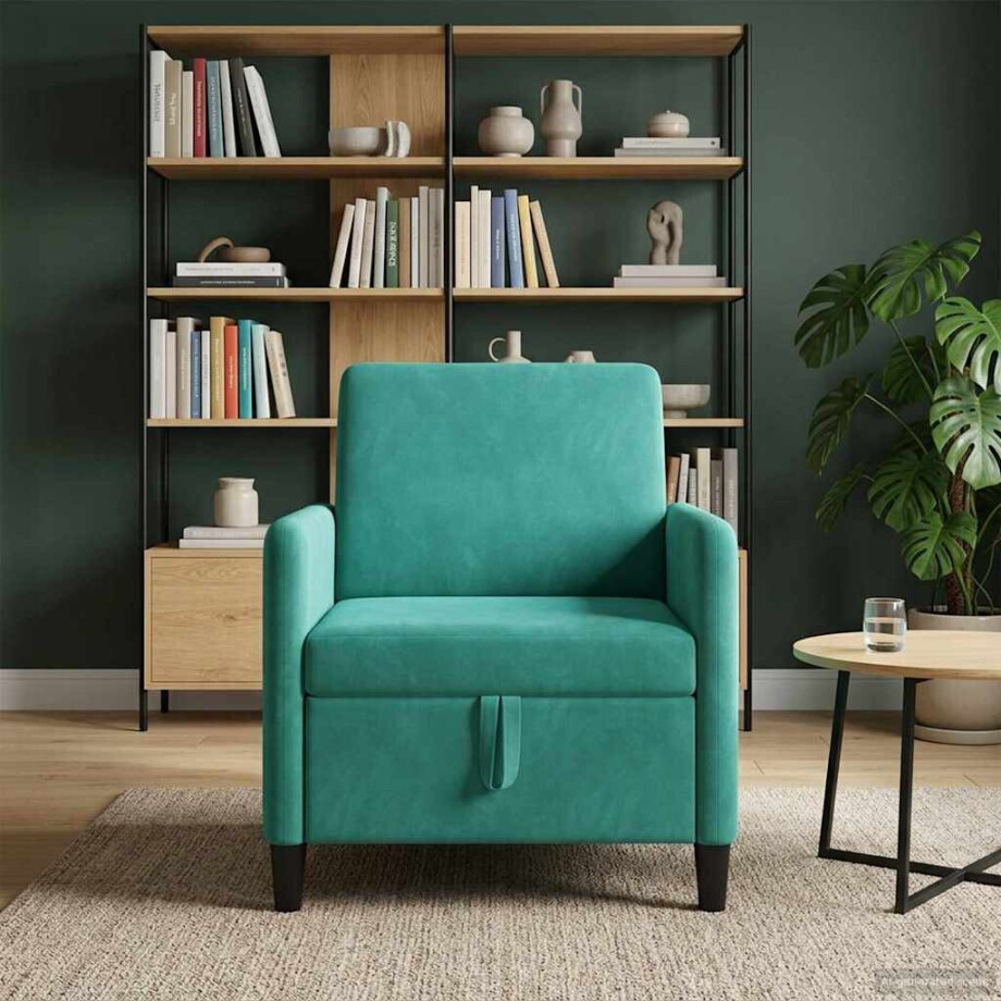 vidaXL Bank met opslag Turquoise 72 x 78 x 87 cm Polyester afbeelding 1