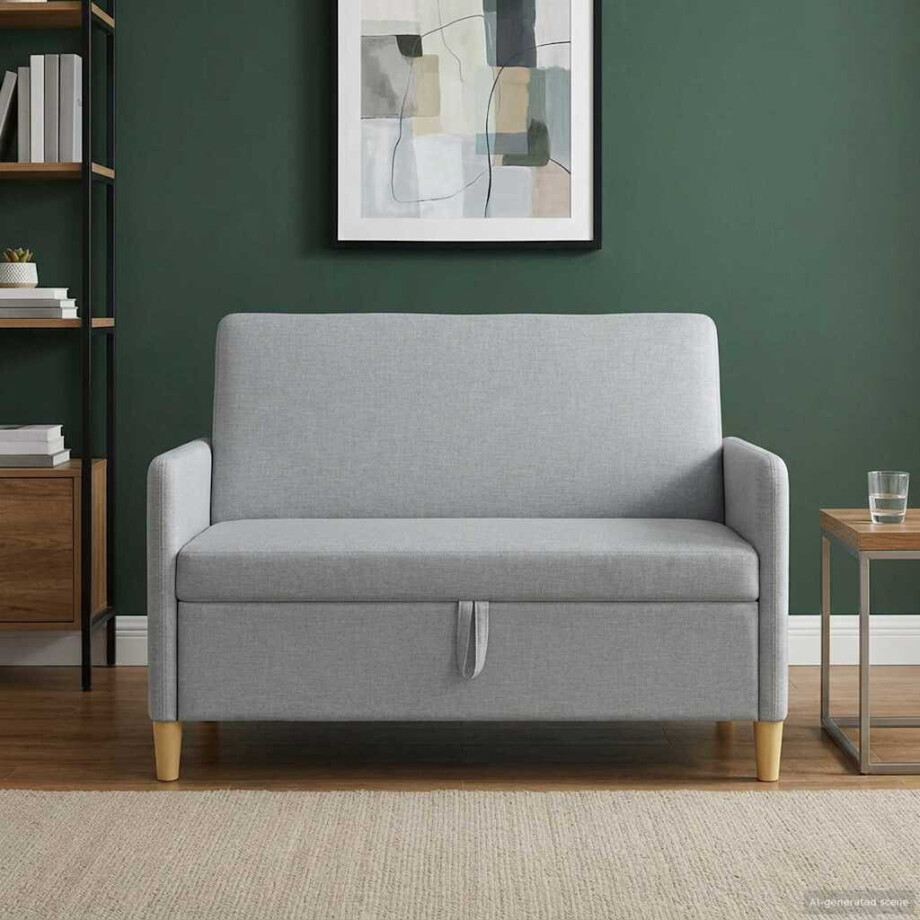 vidaXL Bank met opslag Lichtgrijs 122 x 78 x 87 cm Polyester afbeelding 1