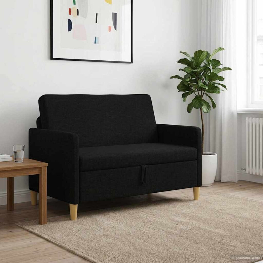 vidaXL Bank met opslag Zwart 122 x 78 x 87 cm Polyester afbeelding 1