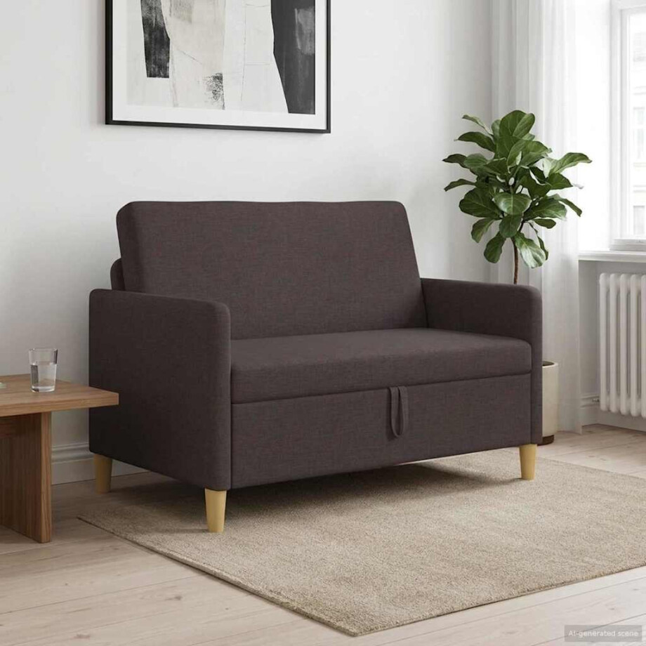 vidaXL Bank met opslag Donkerbruin 122 x 78 x 87 cm Polyester afbeelding 1