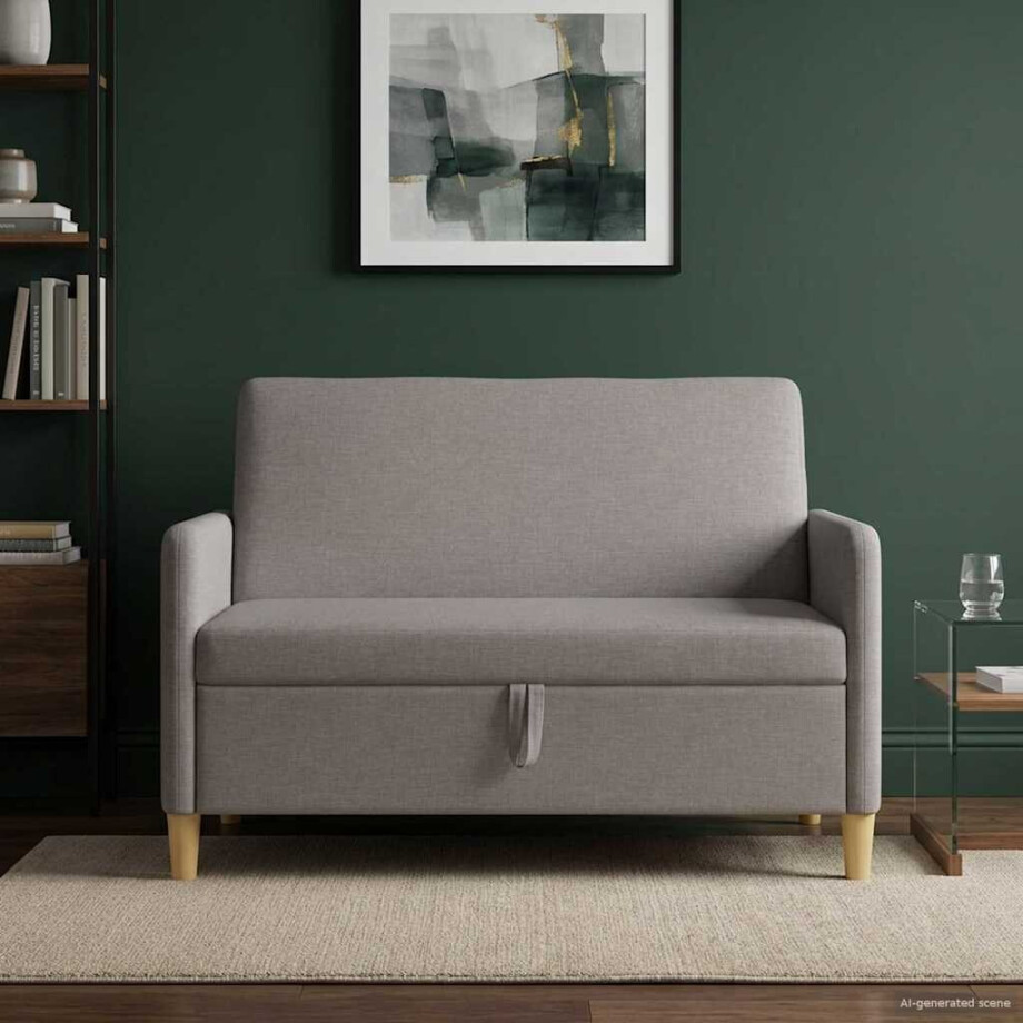 vidaXL Bank met opslag Taupe 122 x 78 x 87 cm Polyester afbeelding 1