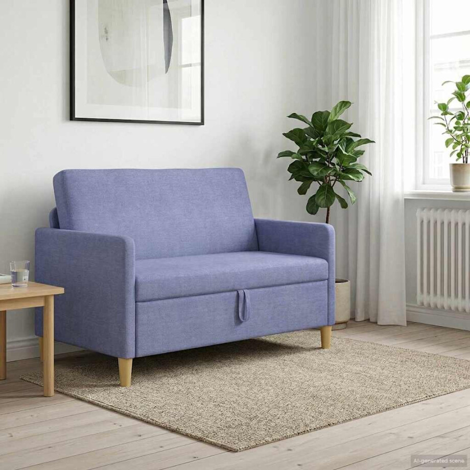 vidaXL Bank met opslag Jeans Blauw 122 x 78 x 87 cm Polyester vidaXL Bank met opslag Jeans Blauw 122 x 78 x 87 cm Polyester afbeelding 1