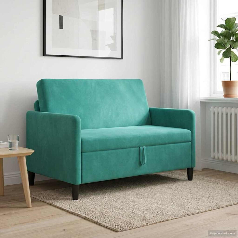 vidaXL Bank met opslag Turquoise 122 x 78 x 87 cm Polyester afbeelding 1