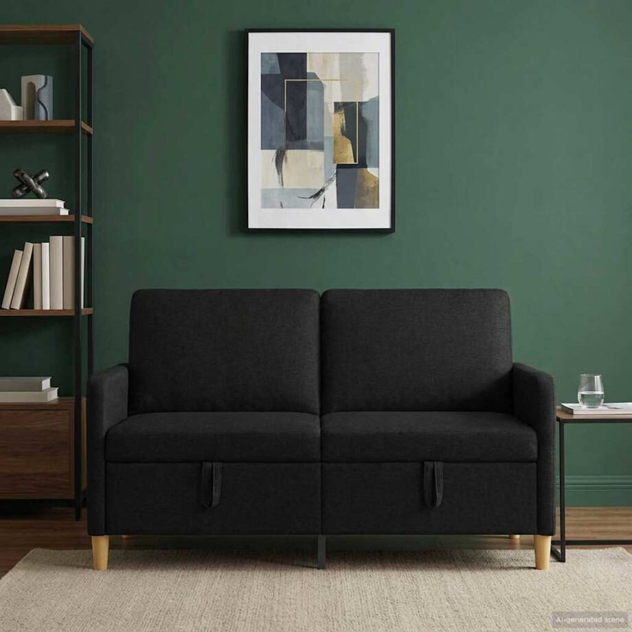 vidaXL Bank met opslag Zwart 152 x 78 x 87 cm Polyester afbeelding 1