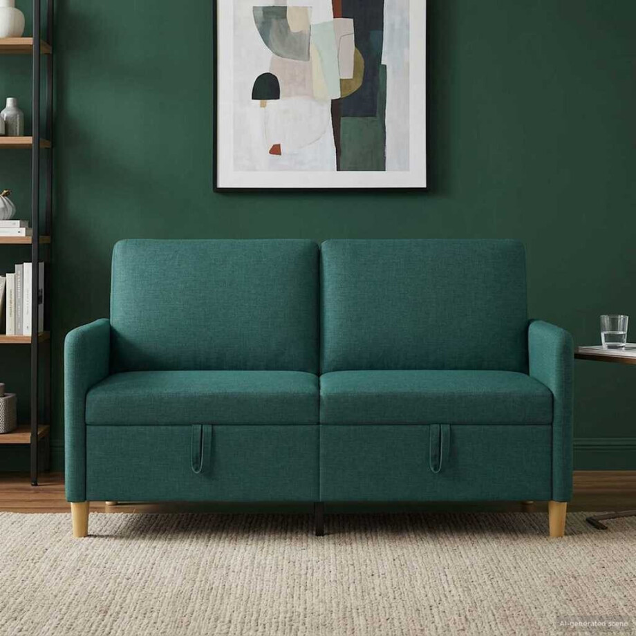 vidaXL Bank met opslag Donkergroen 152 x 78 x 87 cm Polyester afbeelding 1