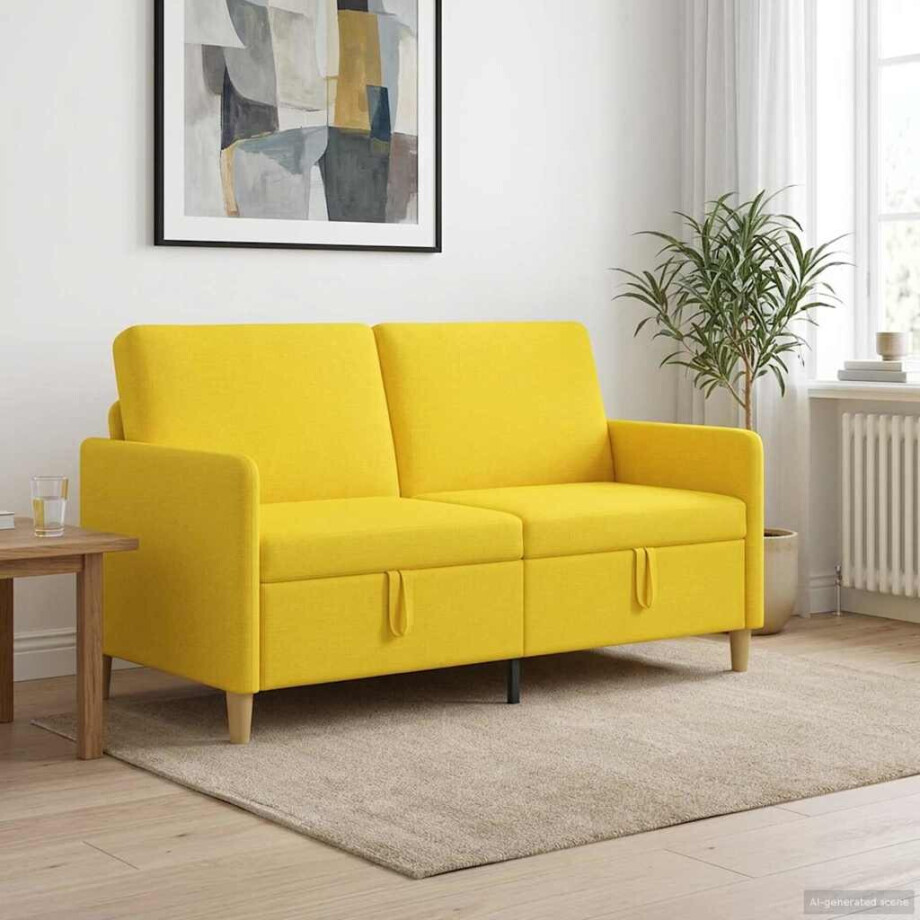 vidaXL Bank met opslag Lichtgeel 152 x 78 x 87 cm Polyester vidaXL Bank met opslag Lichtgeel 152 x 78 x 87 cm Polyester afbeelding 1