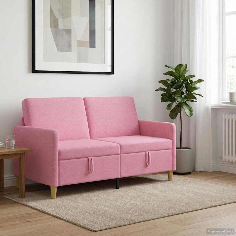 vidaXL Bank met opslag Roze 152 x 78 x 87 cm Polyester vidaXL Bank met opslag Roze 152 x 78 x 87 cm Polyester afbeelding 1