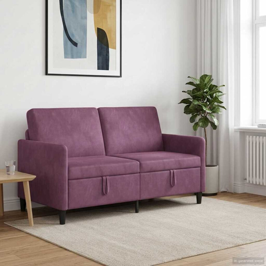 vidaXL Bank met opslag Paars 152 x 78 x 87 cm Polyester afbeelding 1