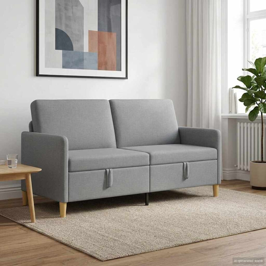 vidaXL Bank met opslag Lichtgrijs 172 x 78 x 87 cm Polyester afbeelding 1