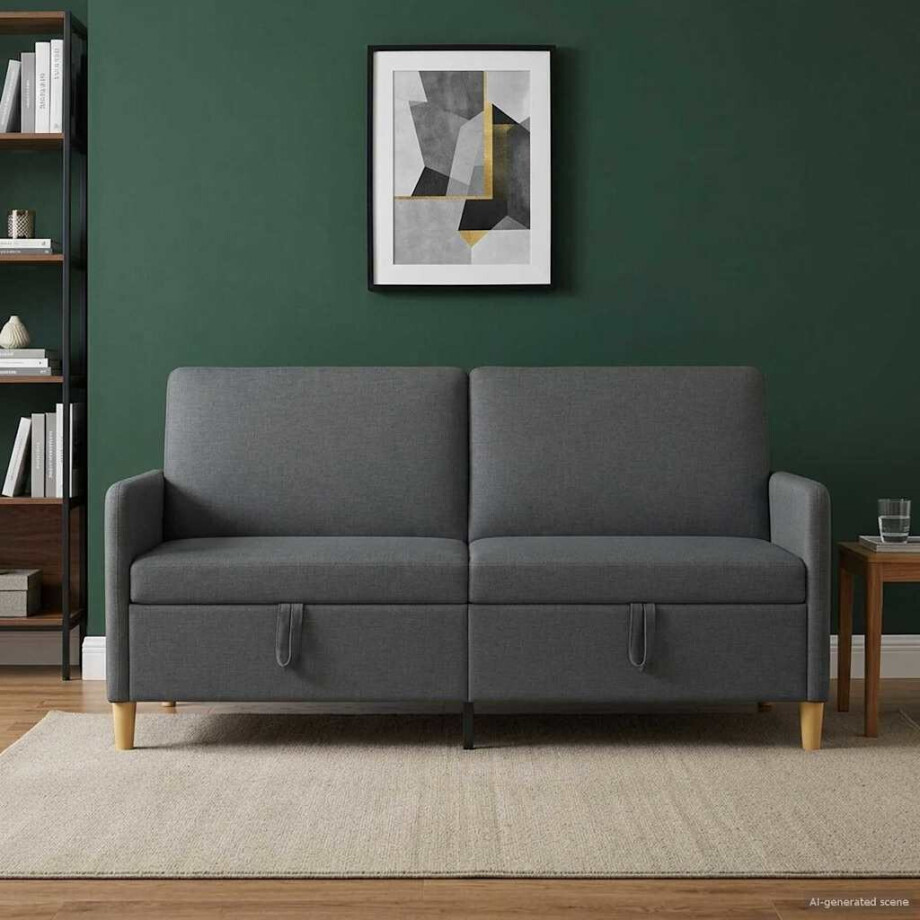 vidaXL Bank met opslag Donkergrijs 172 x 78 x 87 cm Polyester afbeelding 1