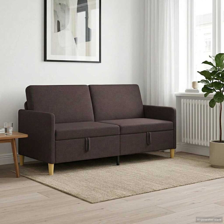 vidaXL Bank met opslag Donkerbruin 172 x 78 x 87 cm Polyester afbeelding 1