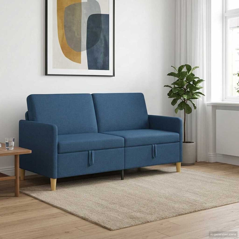 vidaXL Bank met opslag Blauw 172 x 78 x 87 cm Polyester vidaXL Bank met opslag Blauw 172 x 78 x 87 cm Polyester afbeelding 1