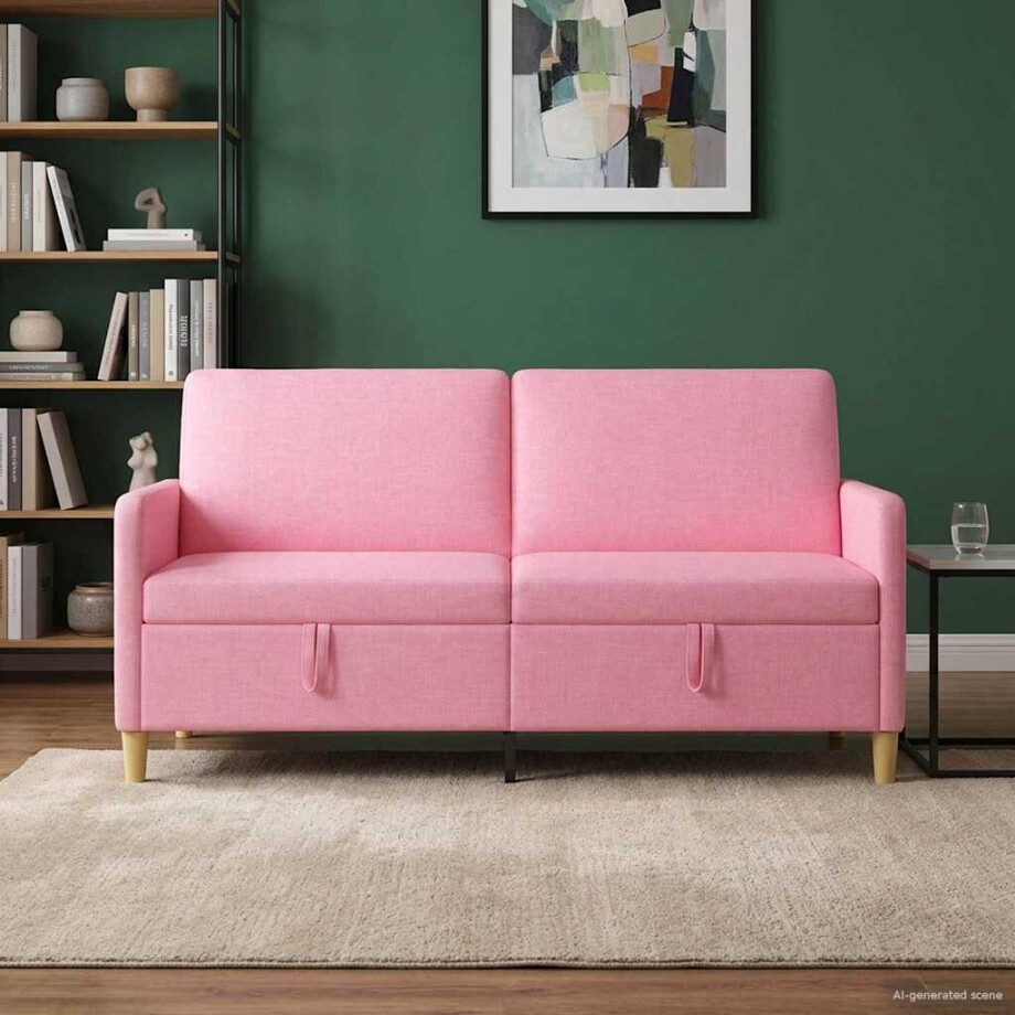 vidaXL Bank met opslag Roze 172 x 78 x 87 cm Polyester vidaXL Bank met opslag Roze 172 x 78 x 87 cm Polyester afbeelding 1
