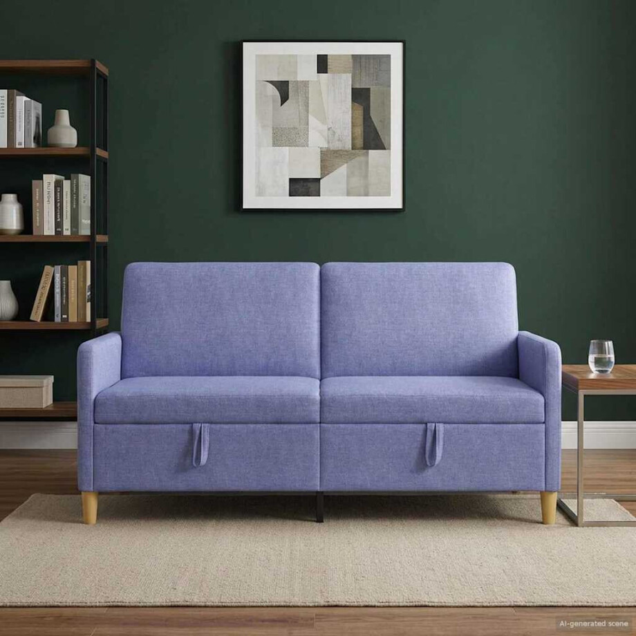 vidaXL Bank met opslag Jeans Blauw 172 x 78 x 87 cm Polyester vidaXL Bank met opslag Jeans Blauw 172 x 78 x 87 cm Polyester afbeelding 1