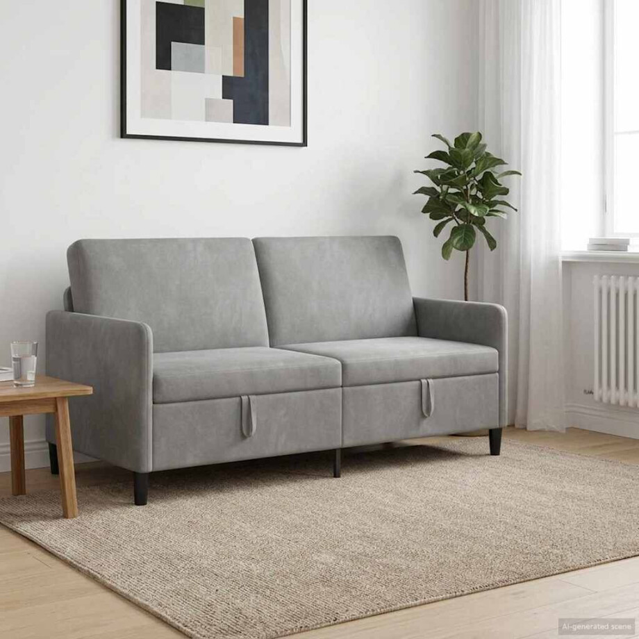 vidaXL Bank met opslag Lichtgrijs 172 x 78 x 87 cm Polyester afbeelding 1