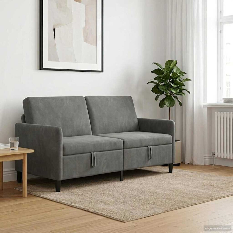 vidaXL Bank met opslag Donkergrijs 172 x 78 x 87 cm Polyester afbeelding 1