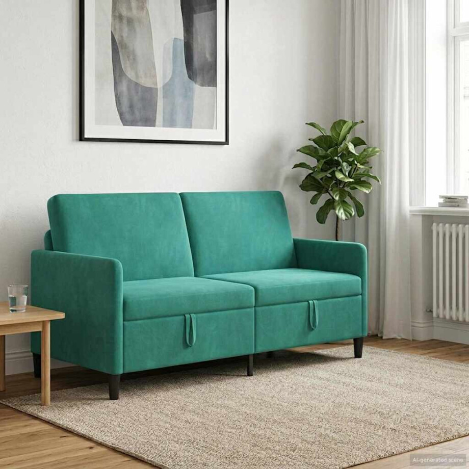 vidaXL Bank met opslag Turquoise 172 x 78 x 87 cm Polyester afbeelding 1