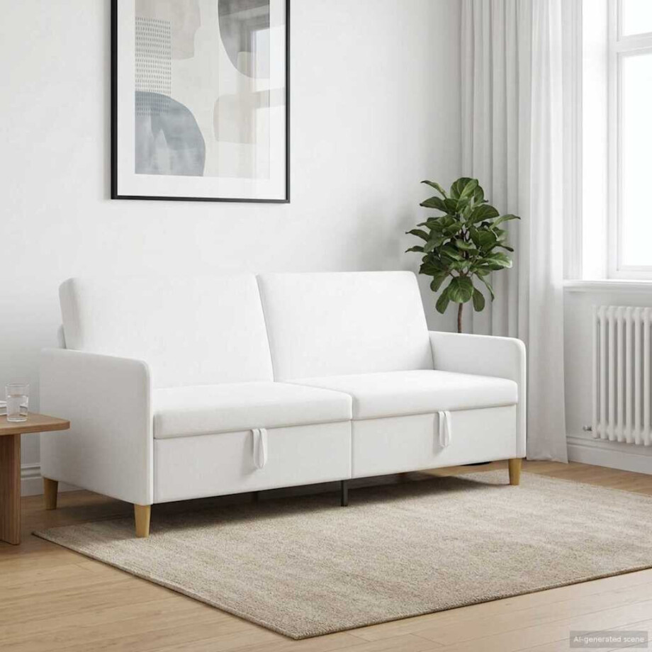 vidaXL Bank met opslag Wit 192 x 78 x 87 cm Polyester afbeelding 1