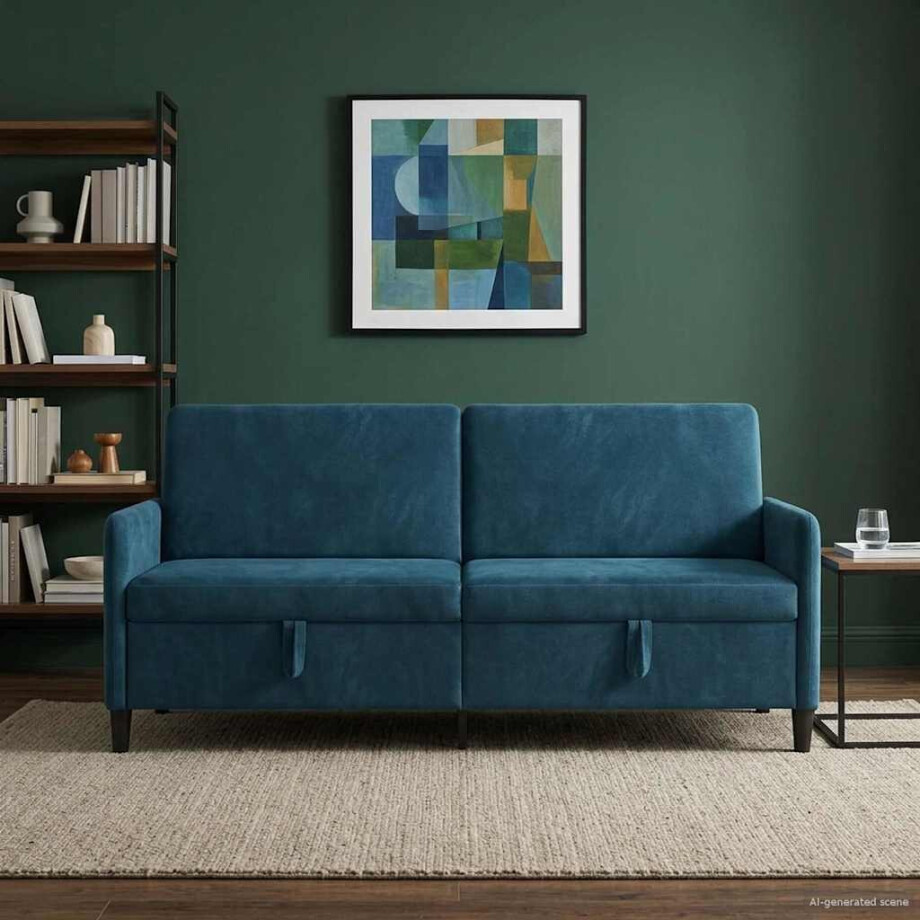 vidaXL Bank met opslag Blauw 192 x 78 x 87 cm Polyester vidaXL Bank met opslag Blauw 192 x 78 x 87 cm Polyester afbeelding 1