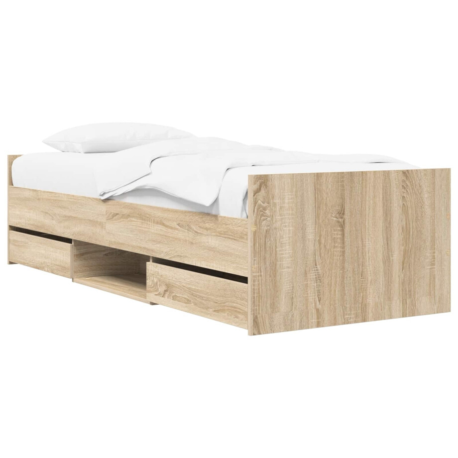 vidaXL Bedframe met opslag Sonoma Eiken 80 x 200 cm Bewerkt hout afbeelding 1