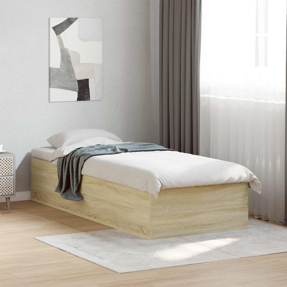 vidaXL Vloerbedframe Sonoma Eiken 80 x 200 cm Bewerkt hout afbeelding 1