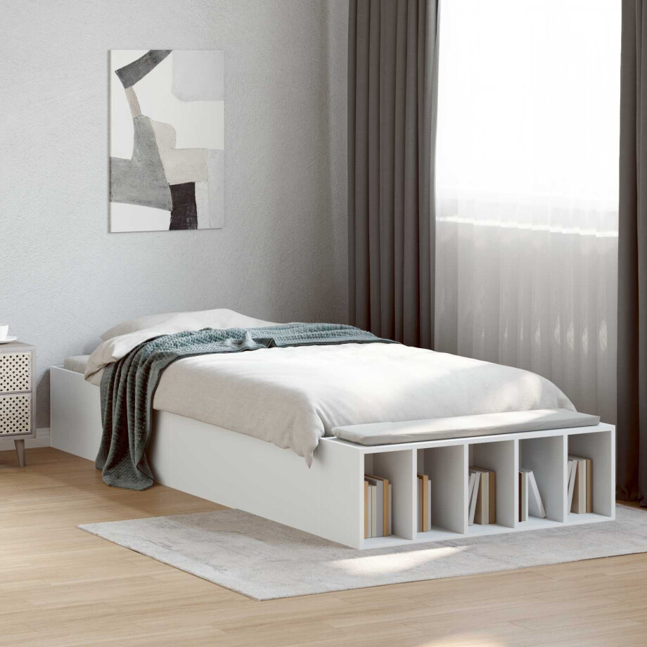 vidaXL Bedframe met opslag met plank Wit 80 x 200 cm Bewerkt hout vidaXL Bedframe met opslag met plank Wit 80 x 200 cm Bewerkt hout afbeelding 1