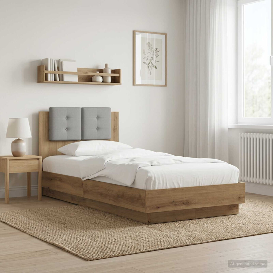 vidaXL Bedframe met Hoofdeinde Artisanaal eiken 80 x 200 cm vidaXL Bedframe met Hoofdeinde Artisanaal eiken 80 x 200 cm afbeelding 1