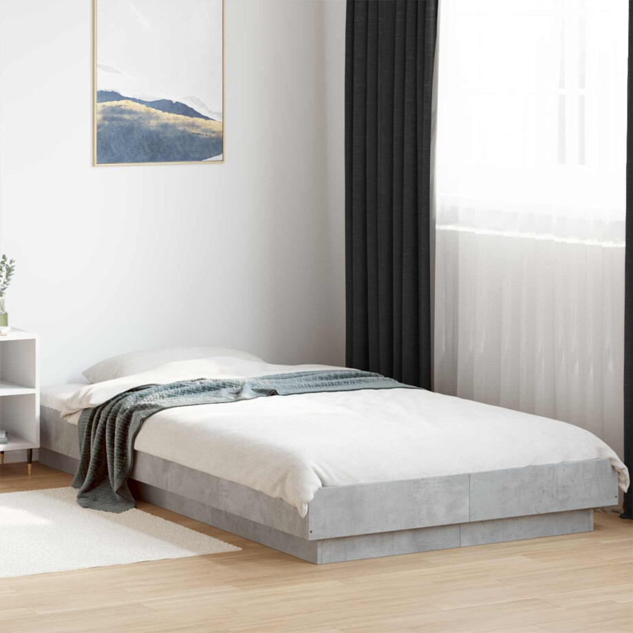 vidaXL Bed Frame met LED Betongrijs 80 x 200 cm Bewerkt hout afbeelding 1