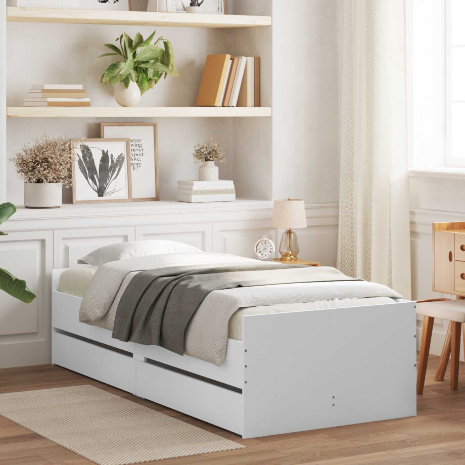 vidaXL Bedframe met opslag Wit 80 x 200 cm Bewerkt hout vidaXL Bedframe met opslag Wit 80 x 200 cm Bewerkt hout afbeelding 1