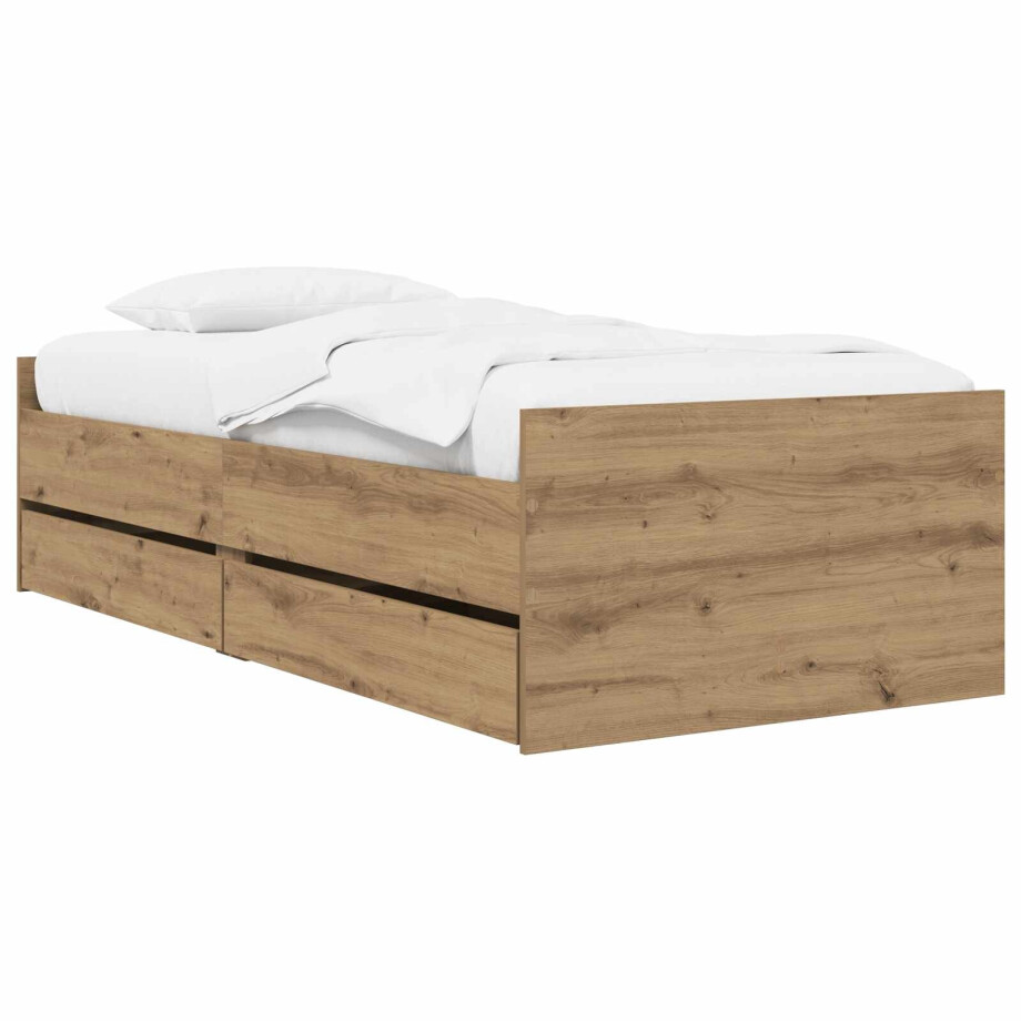 vidaXL Bedframe met opslag Artisanaal eiken 80 x 200 cm Bewerkt hout vidaXL Bedframe met opslag Artisanaal eiken 80 x 200 cm Bewerkt hout afbeelding 1