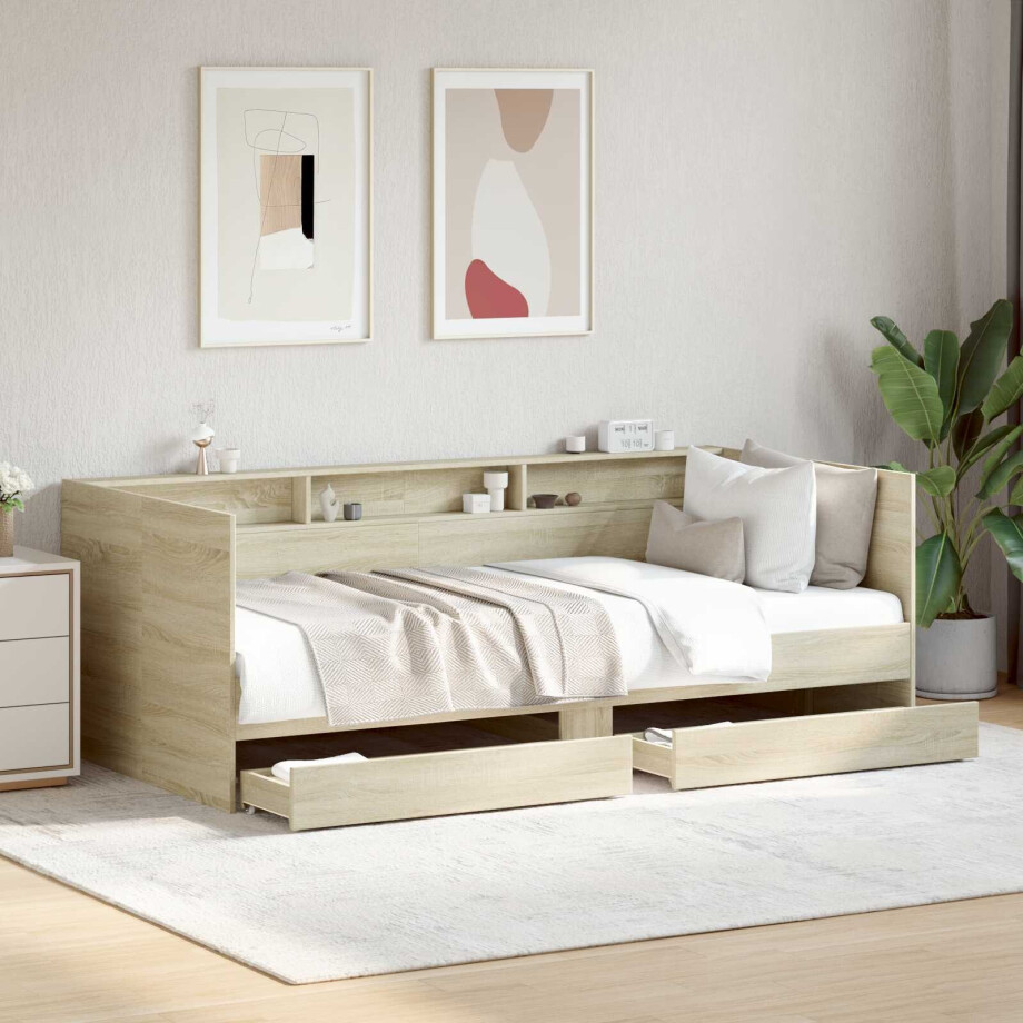 vidaXL Bedframe met opslag Sonoma Eiken 80 x 200 cm Bewerkt hout vidaXL Bedframe met opslag Sonoma Eiken 80 x 200 cm Bewerkt hout afbeelding 1