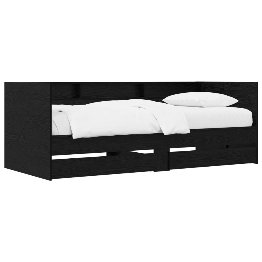 vidaXL Bedframe met opslag Zwart eiken 80 x 200 cm Bewerkt hout vidaXL Bedframe met opslag Zwart eiken 80 x 200 cm Bewerkt hout afbeelding 1