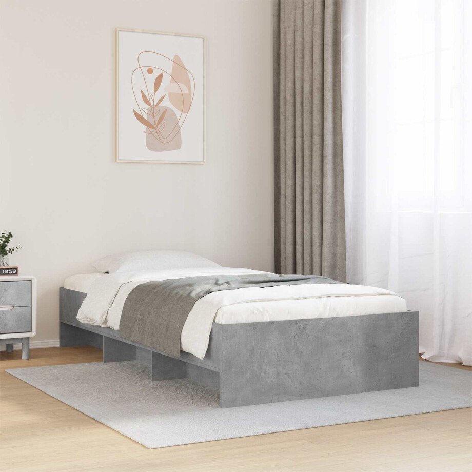 vidaXL Bedframe met plank Betongrijs 80 x 200 cm Bewerkt hout vidaXL Bedframe met plank Betongrijs 80 x 200 cm Bewerkt hout afbeelding 1