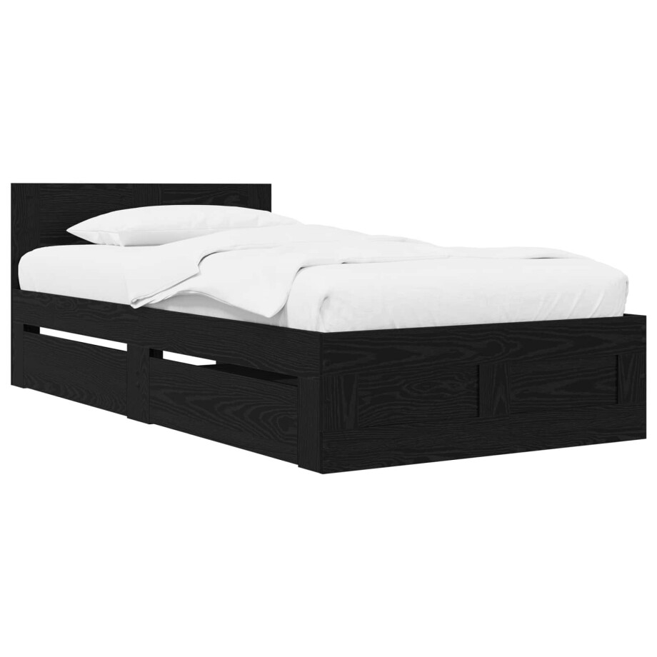 vidaXL Bedframe met Hoofdeinde Zwart eiken 80 x 200 cm Bewerkt hout vidaXL Bedframe met Hoofdeinde Zwart eiken 80 x 200 cm Bewerkt hout afbeelding 1