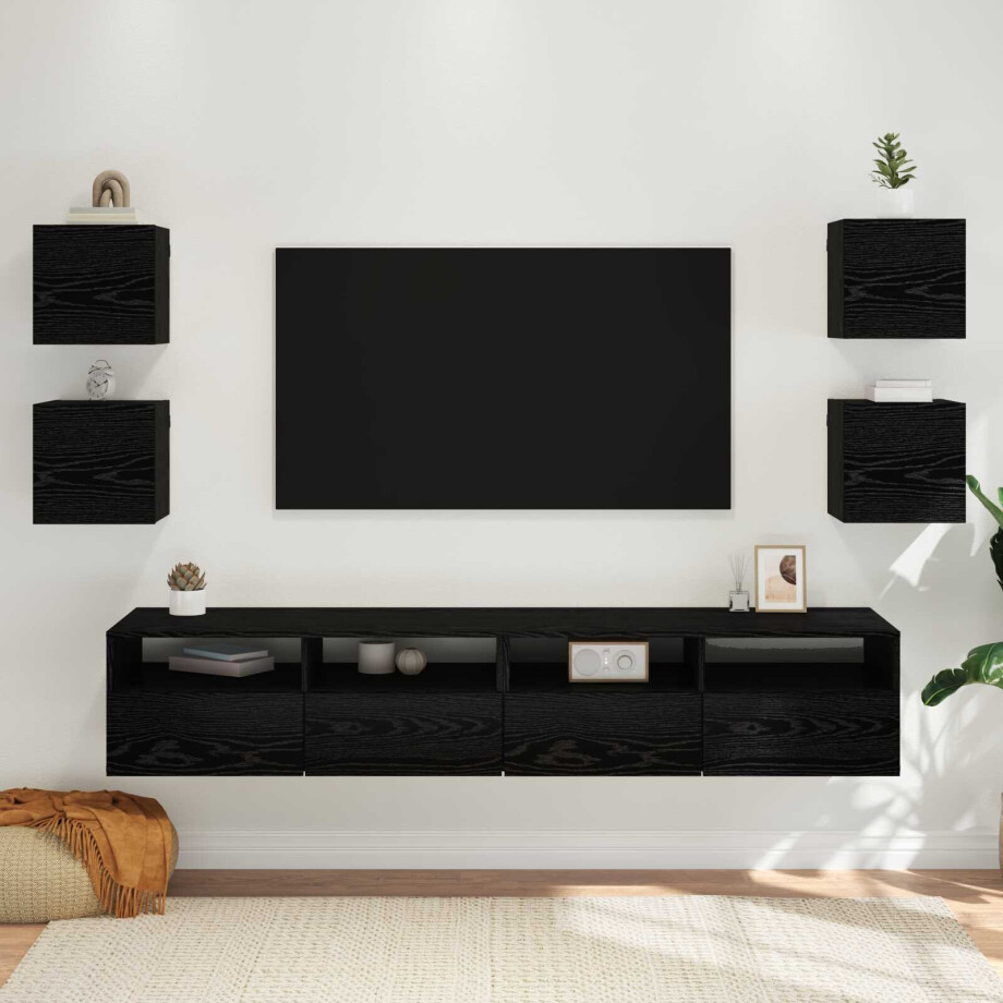 vidaXL Wandgemonteerde TV-kast 4 pcs Zwart eiken 30,5 x 30 x 30 cm vidaXL Wandgemonteerde TV-kast 4 pcs Zwart eiken 30,5 x 30 x 30 cm afbeelding 1
