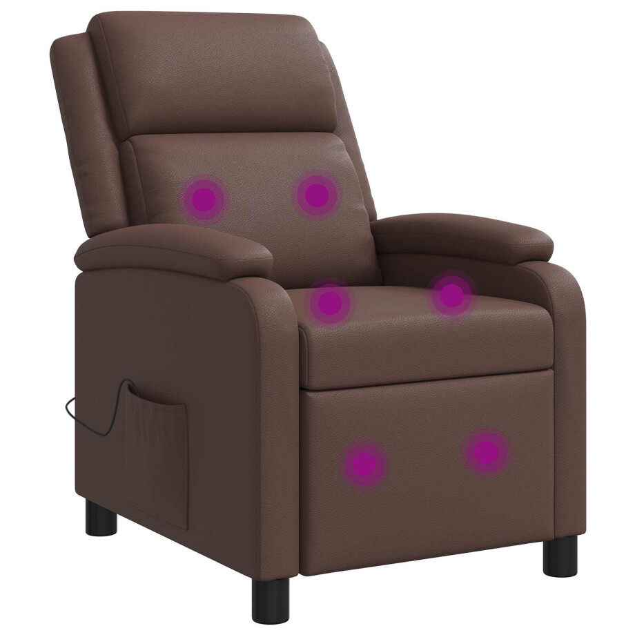 vidaXL Massage Recliner Bruin Kunstleer afbeelding 1