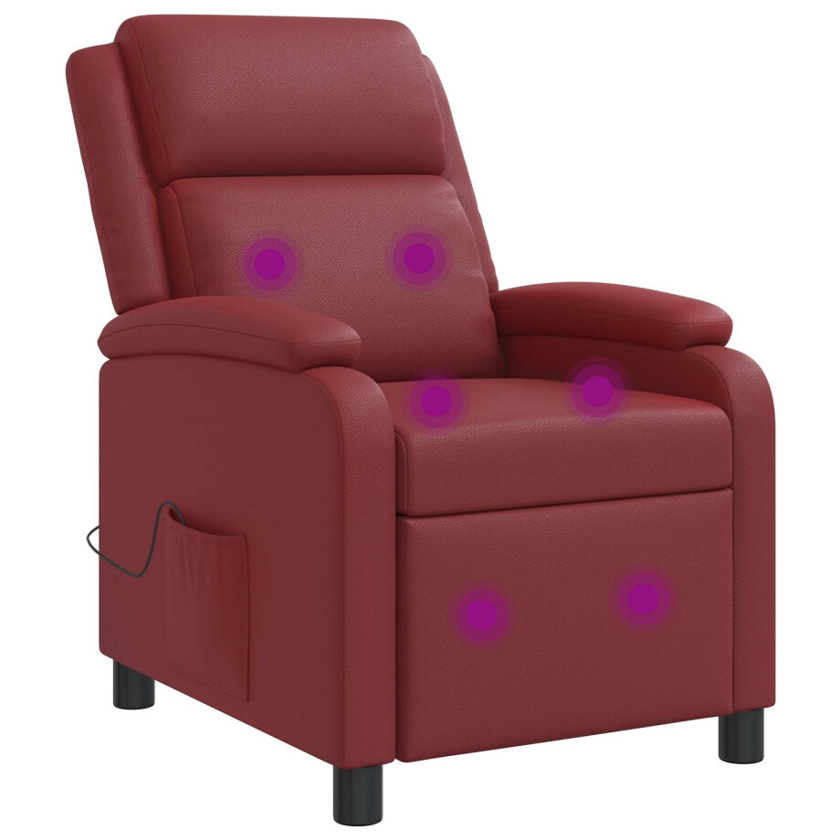 vidaXL Massage Recliner Wijnrood Kunstleer afbeelding 1
