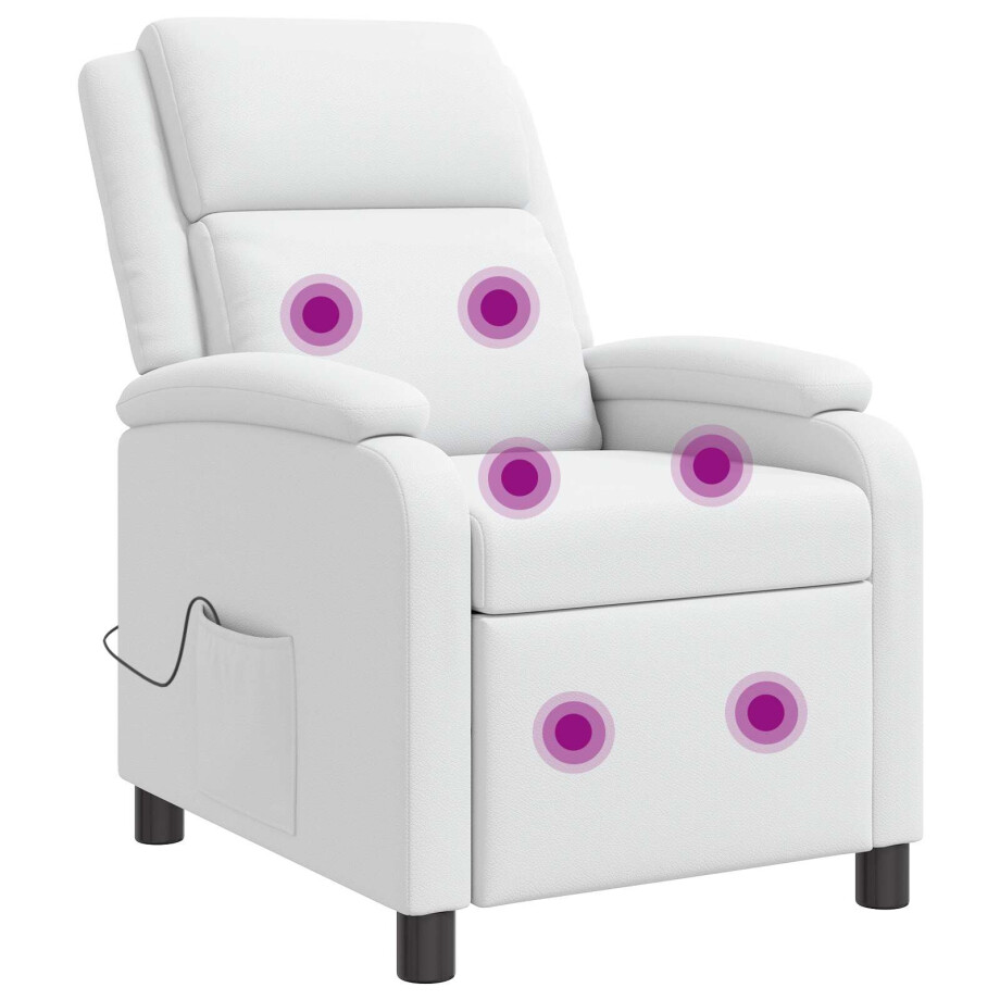 vidaXL Massage Recliner Wit Kunstleer vidaXL Massage Recliner Wit Kunstleer afbeelding 1