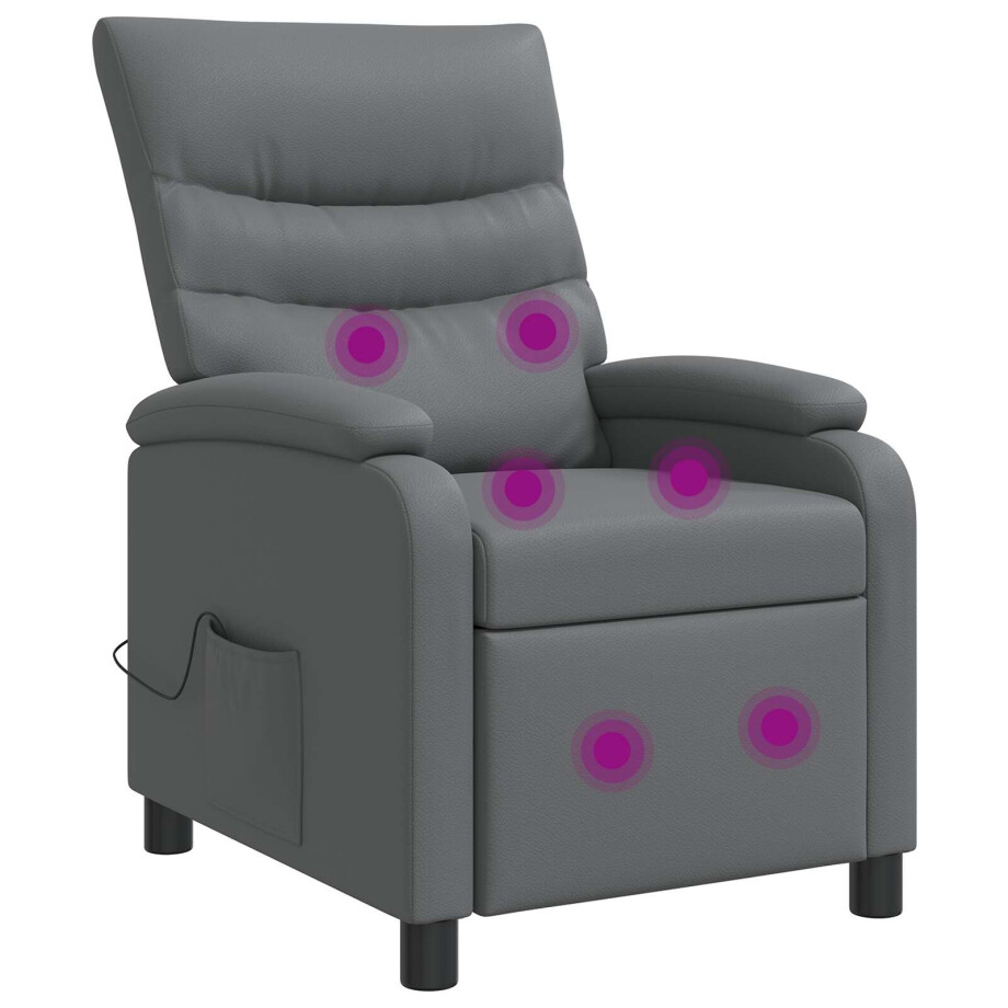 vidaXL Massage Recliner Grijs Kunstleer afbeelding 1