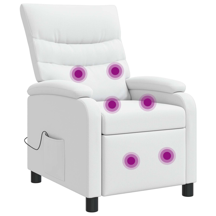 vidaXL Massage Recliner Wit Kunstleer vidaXL Massage Recliner Wit Kunstleer afbeelding 1