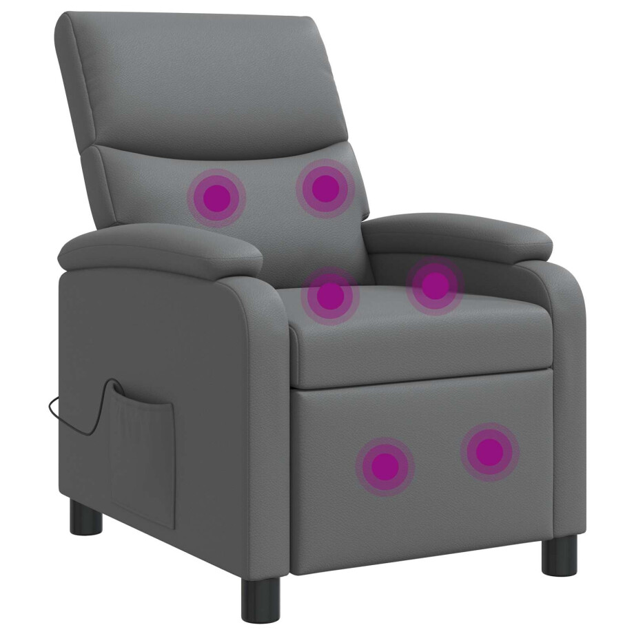 vidaXL Massage Recliner Grijs Kunstleer afbeelding 1