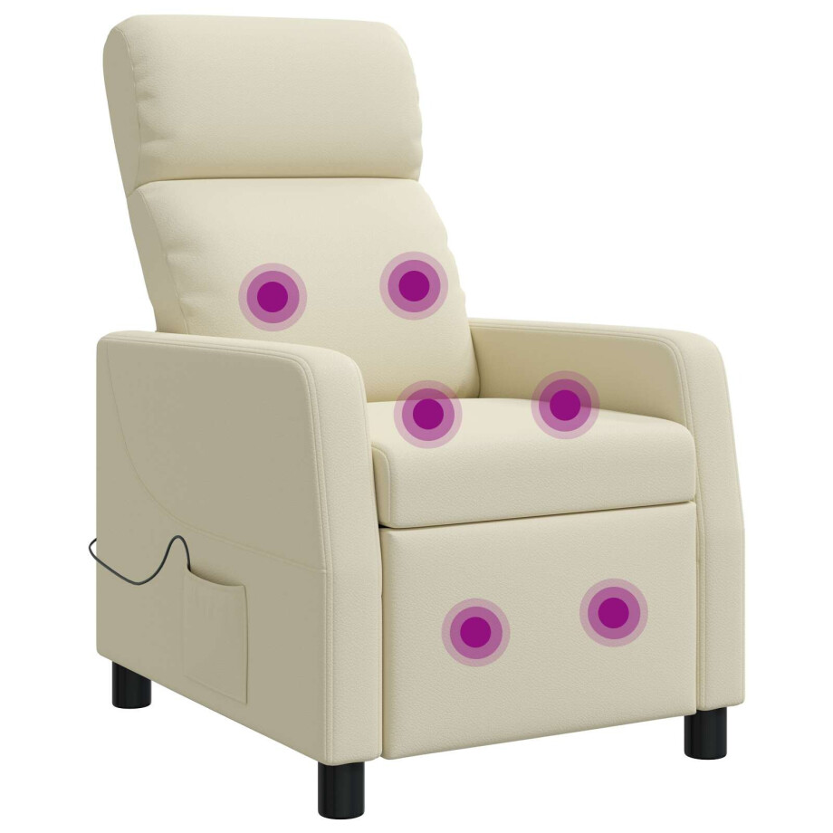 vidaXL Massage Recliner Crèmekleurig Kunstleer vidaXL Massage Recliner Crèmekleurig Kunstleer afbeelding 1