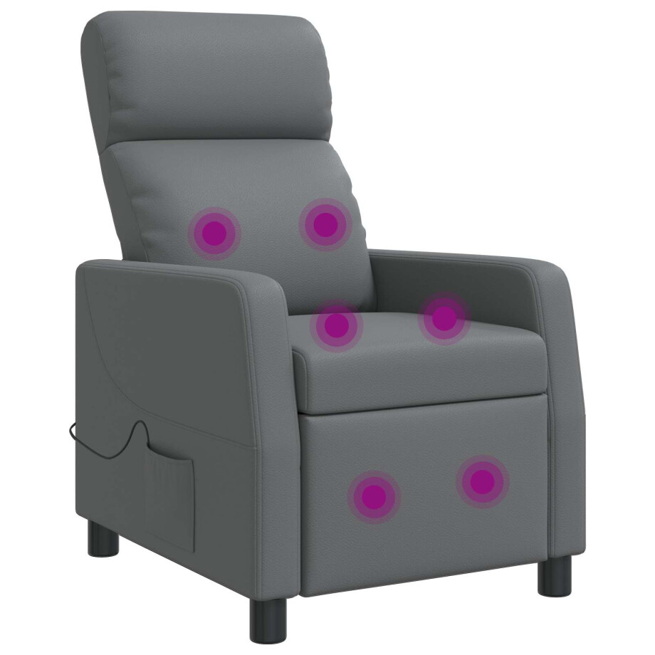 vidaXL Massage Recliner Grijs Kunstleer afbeelding 1